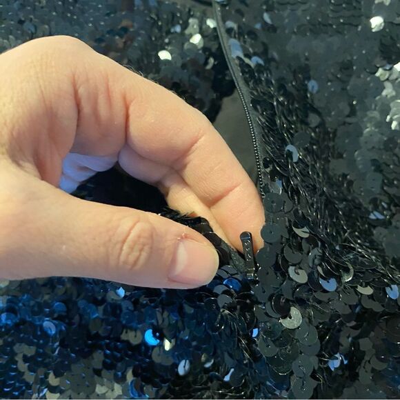 Vintage black all over sequin 100% silk mini skirt NYE - 6 - Picture 6 of 10